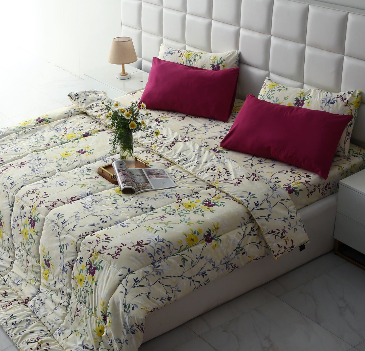 6 PCs Summer Comforter Set-Lavender Fall