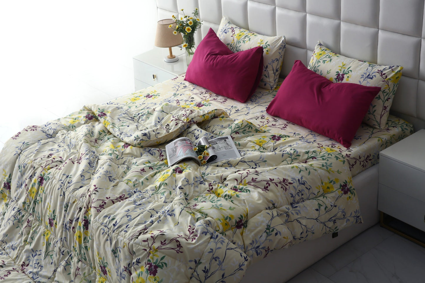 6 PCs Summer Comforter Set-Lavender Fall