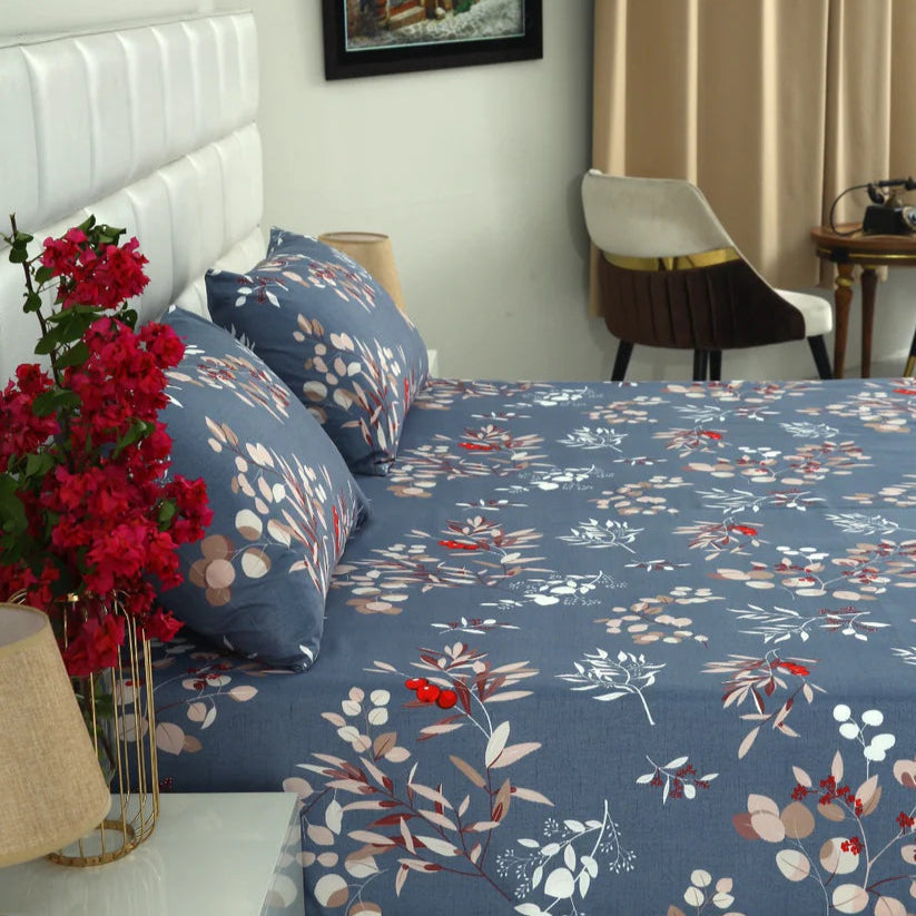 2Pcs Single Bed Sheet-Cherries single bed sheet Apricot