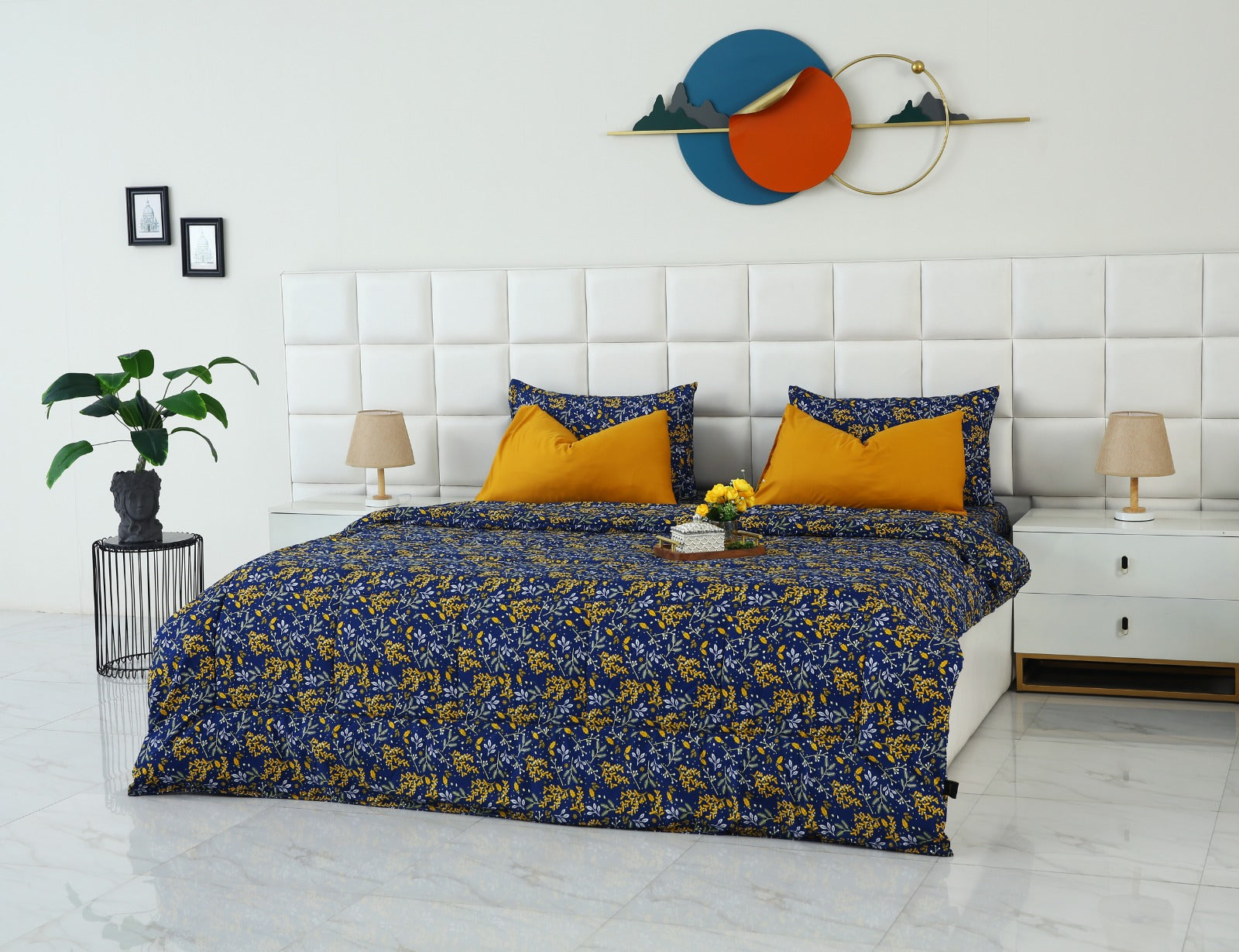 6 PCs Summer Comforter Set-Daffodil Bed Spread Apricot