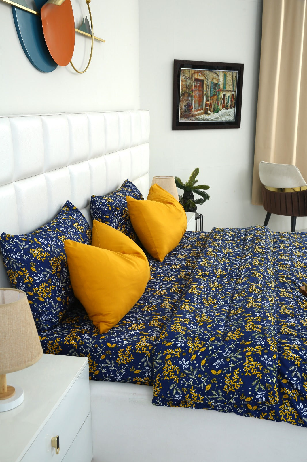 6 PCs Summer Comforter Set-Daffodil Bed Spread Apricot