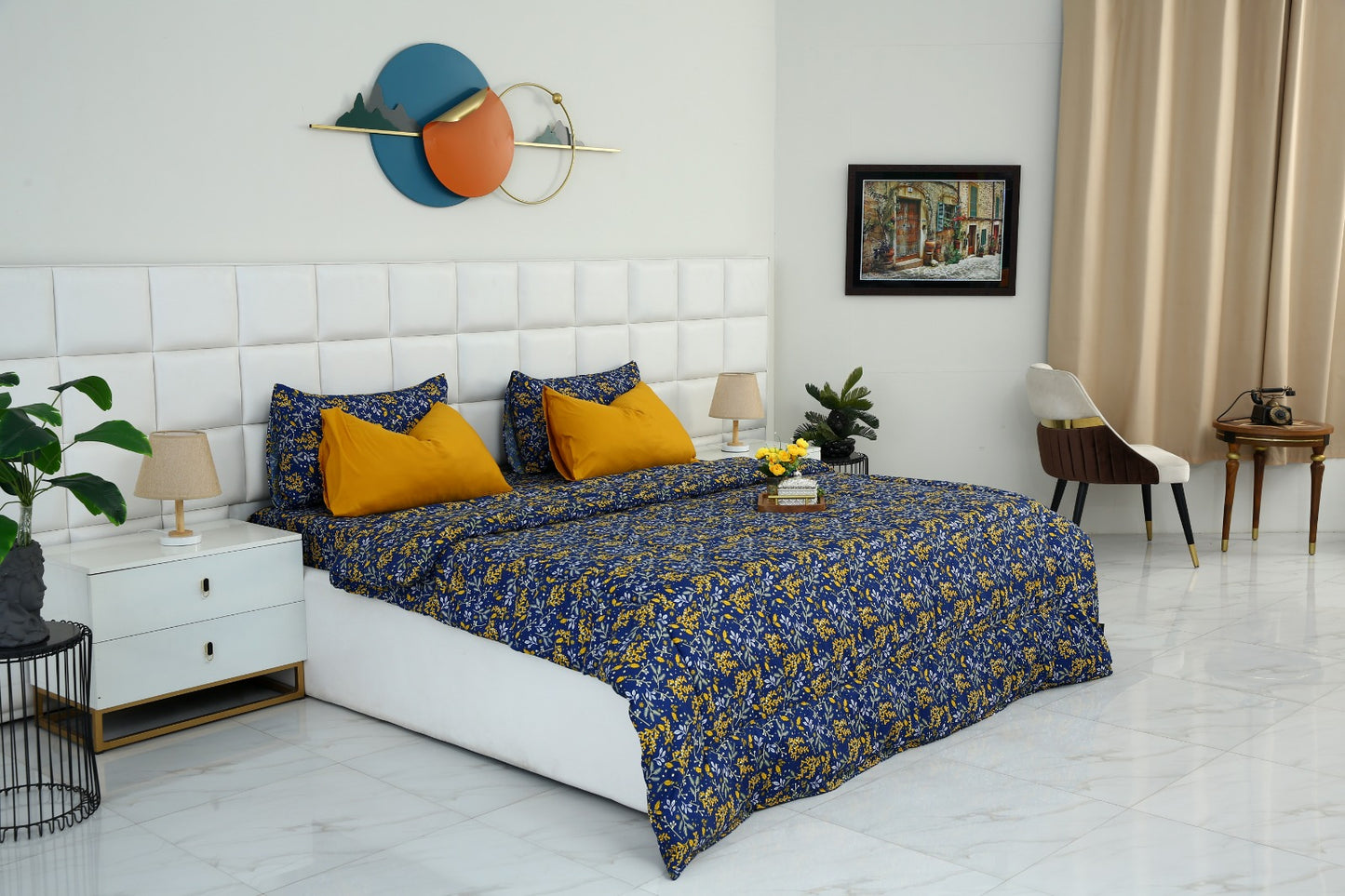 6 PCs Summer Comforter Set-Daffodil Bed Spread Apricot