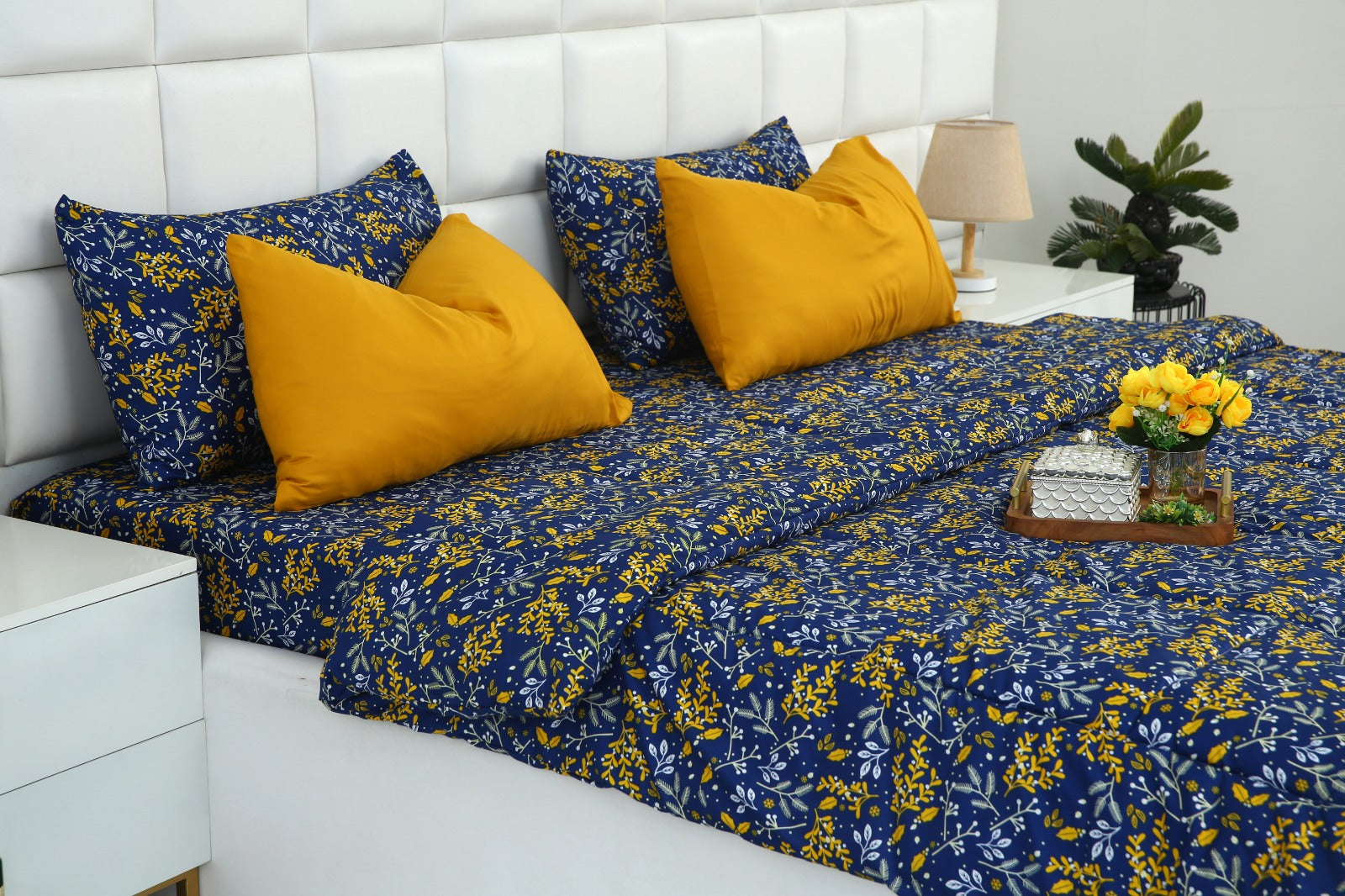 6 PCs Summer Comforter Set-Daffodil Bed Spread Apricot