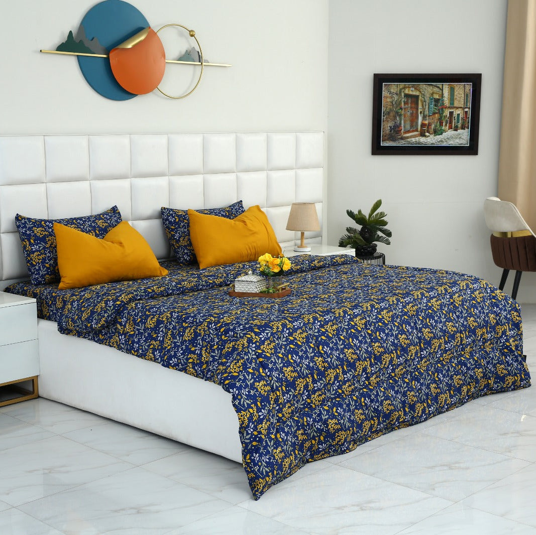6 PCs Summer Comforter Set-Daffodil Bed Spread Apricot