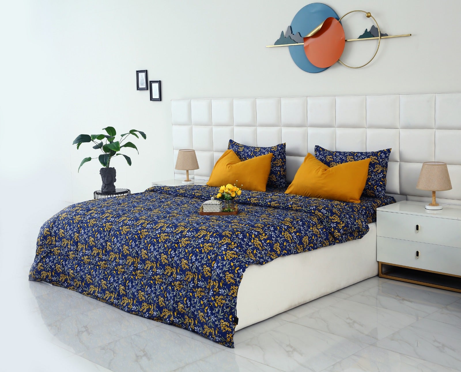 6 PCs Summer Comforter Set-Daffodil Bed Spread Apricot