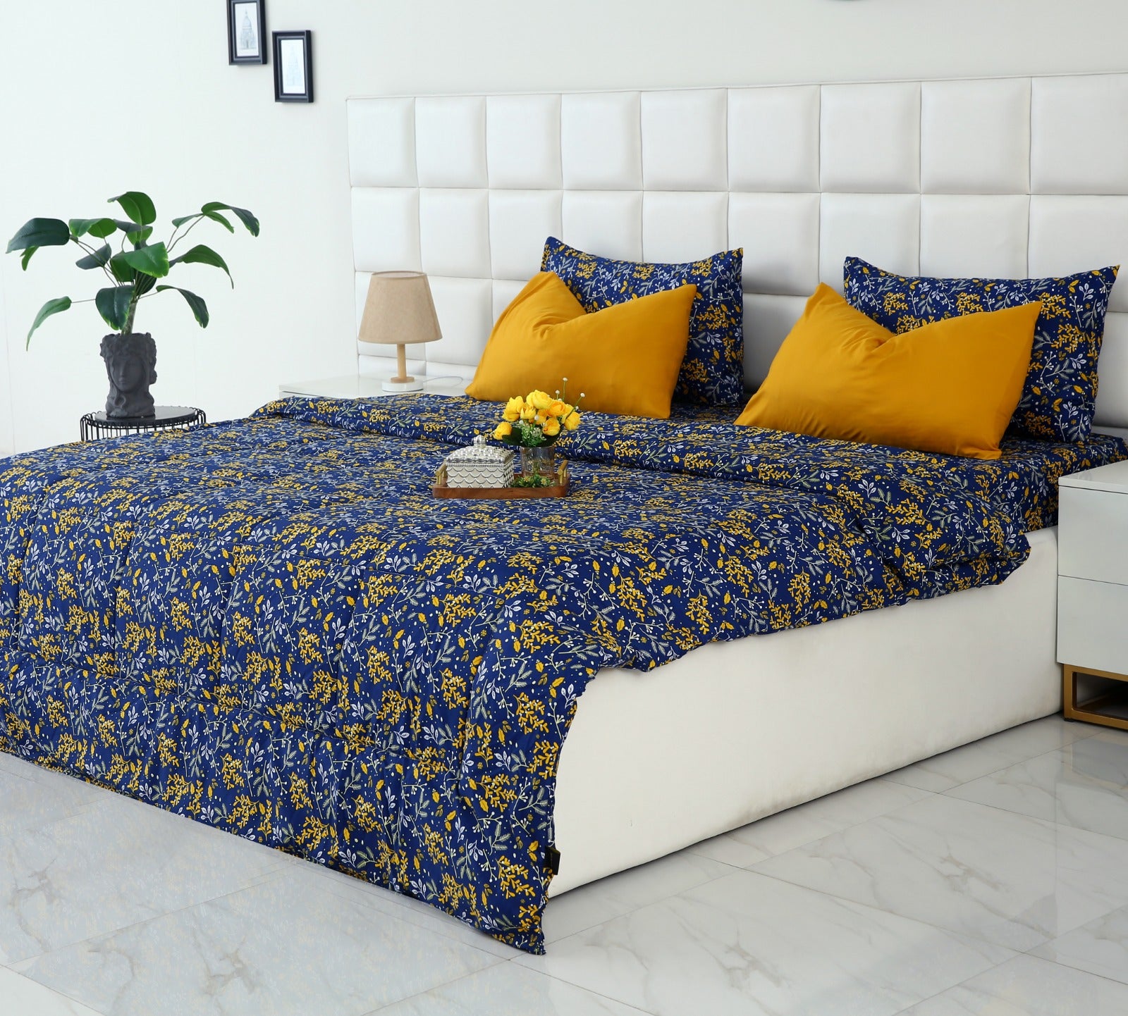 6 PCs Summer Comforter Set-Daffodil Bed Spread Apricot