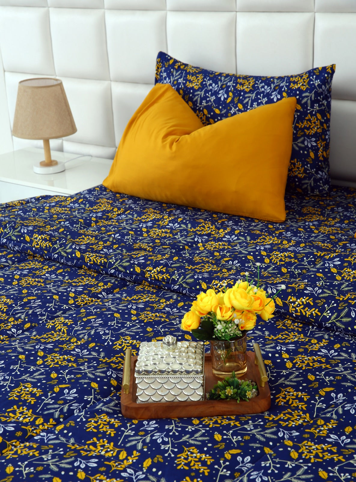 6 PCs Summer Comforter Set-Daffodil Bed Spread Apricot