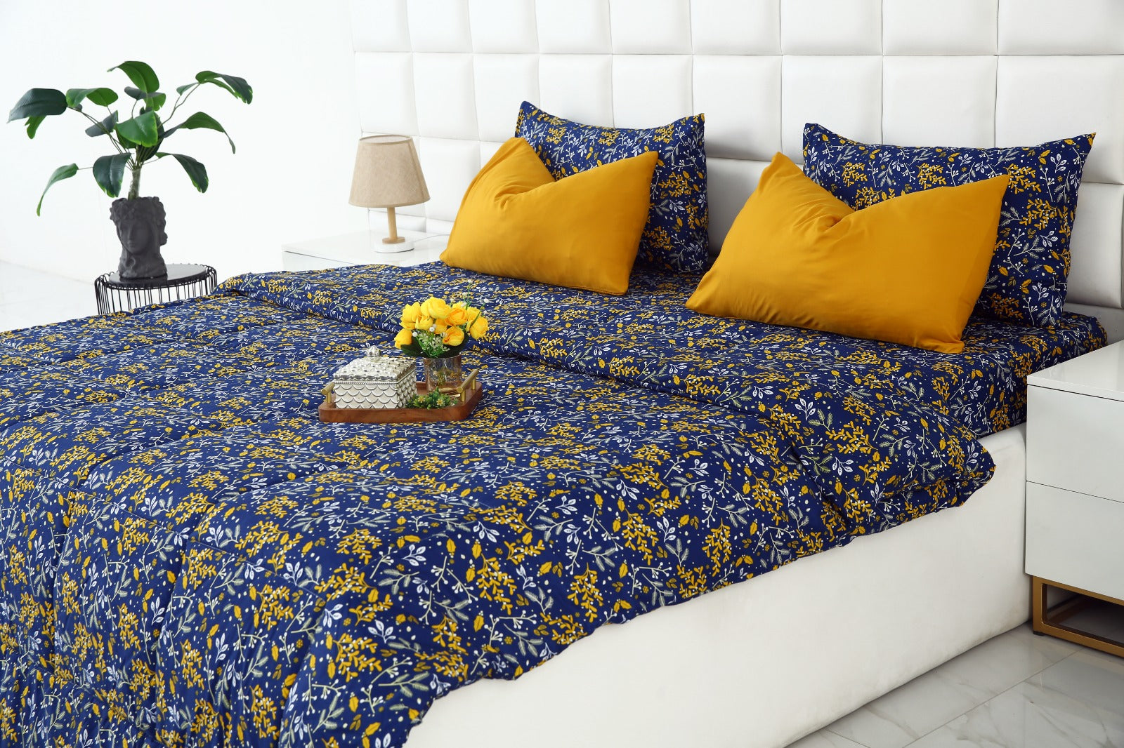 6 PCs Summer Comforter Set-Daffodil Bed Spread Apricot