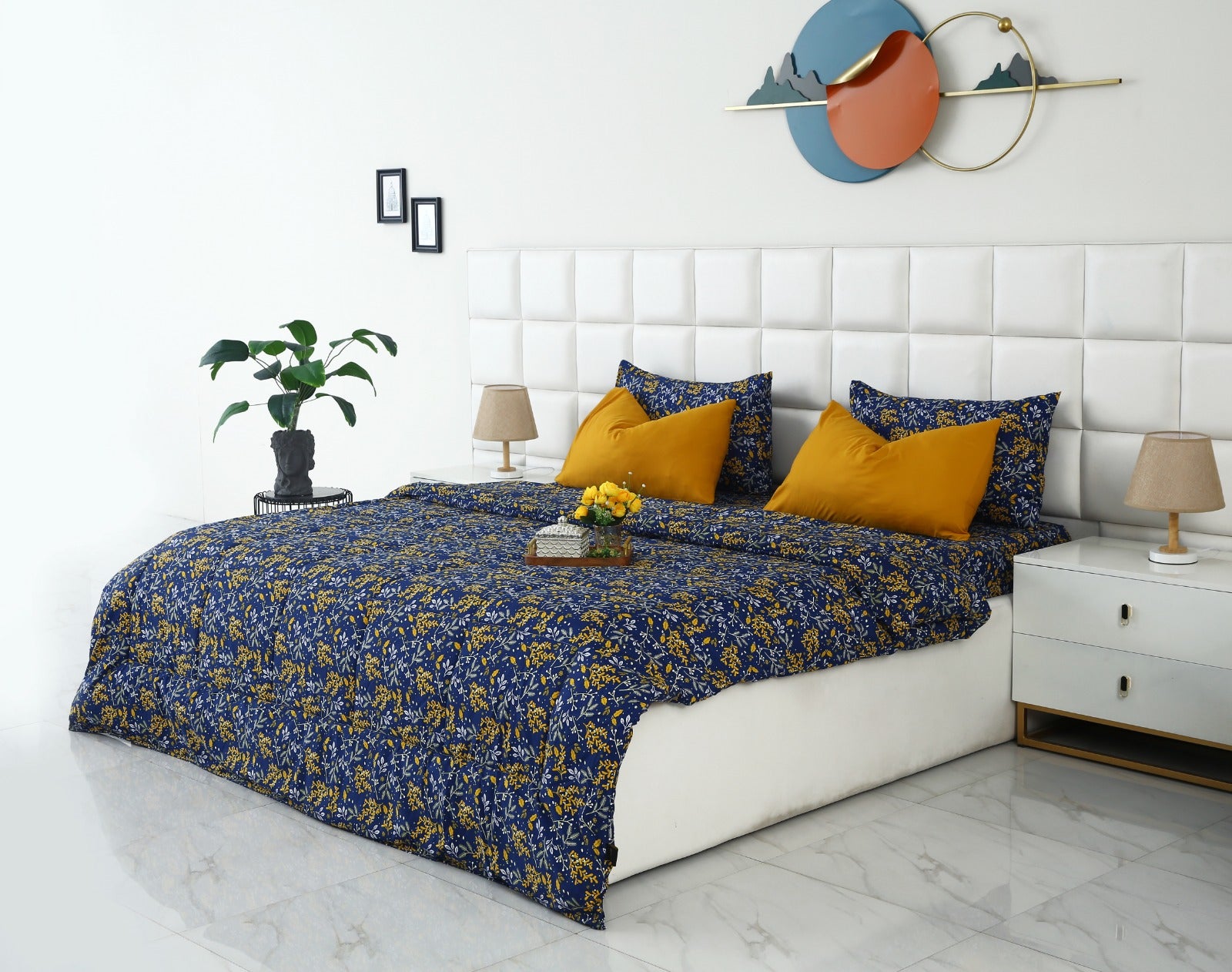 6 PCs Summer Comforter Set-Daffodil Bed Spread Apricot