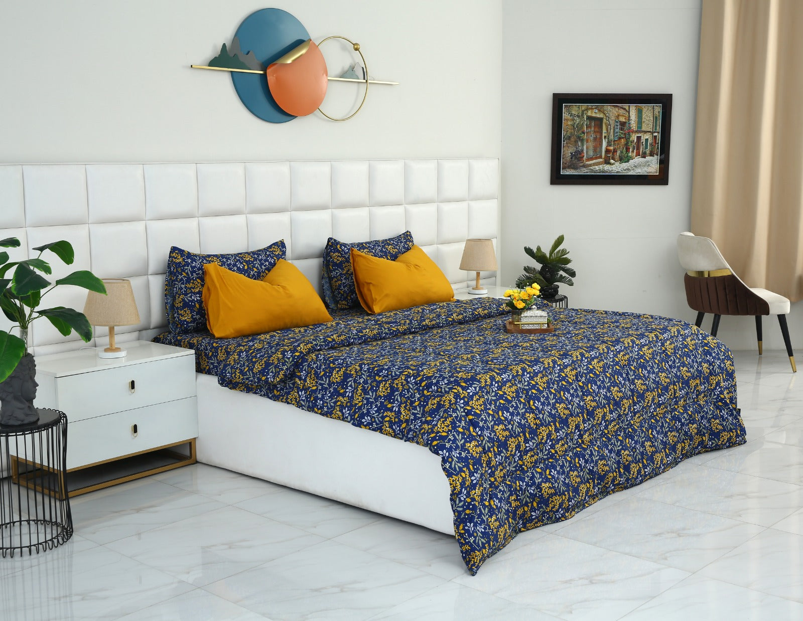 6 PCs Summer Comforter Set-Daffodil Bed Spread Apricot