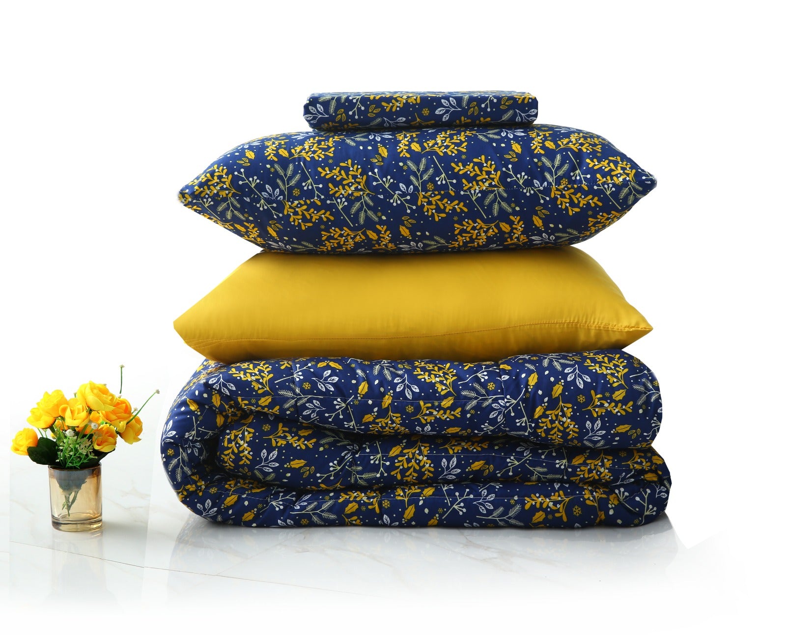 6 PCs Summer Comforter Set-Daffodil Bed Spread Apricot