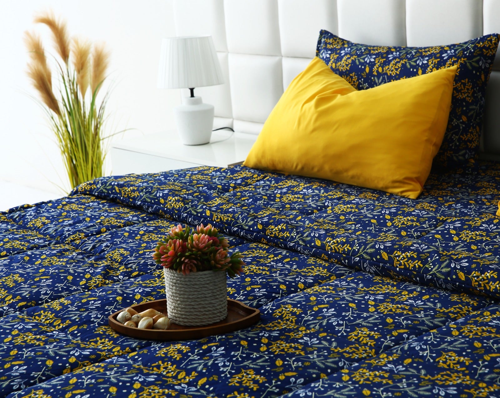 6 PCs Summer Comforter Set-Daffodil Bed Spread Apricot
