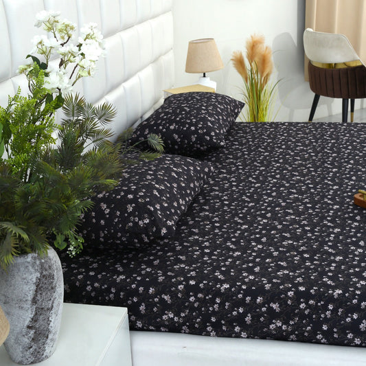 2Pcs Single Bed Sheet-White Jazmin single bed sheet Apricot