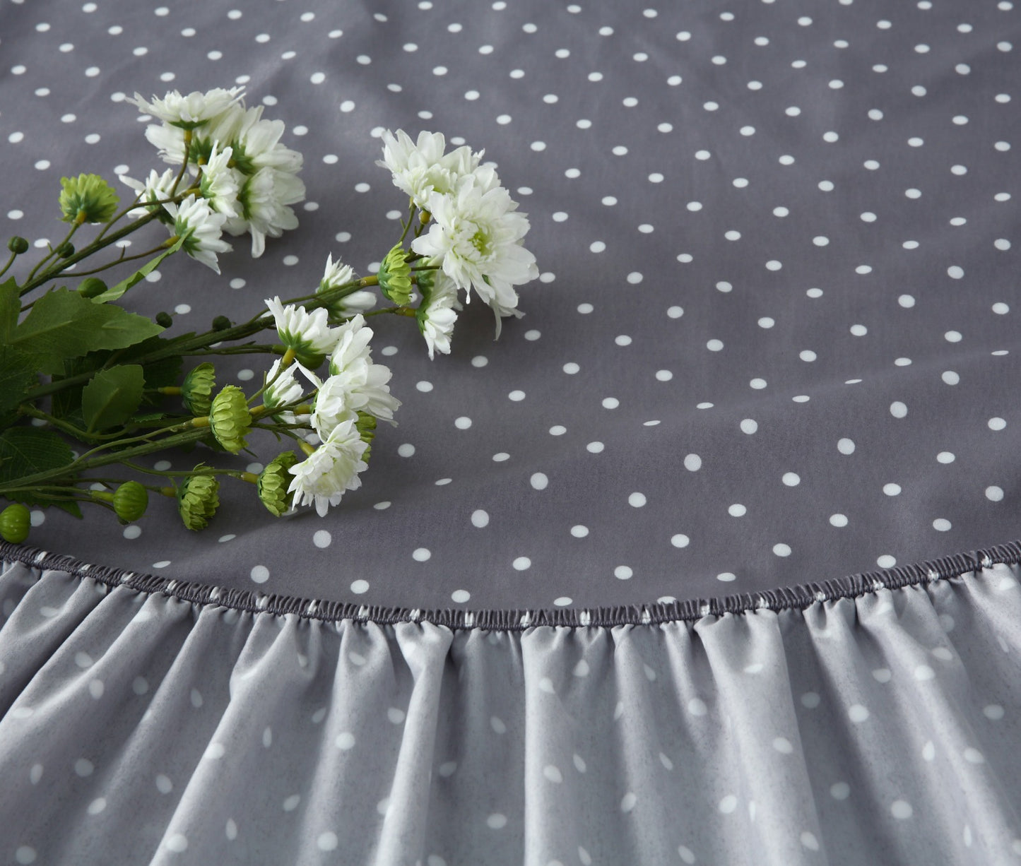 Fitted Bed Sheet-Grey Polka Fitted Sheets Apricot