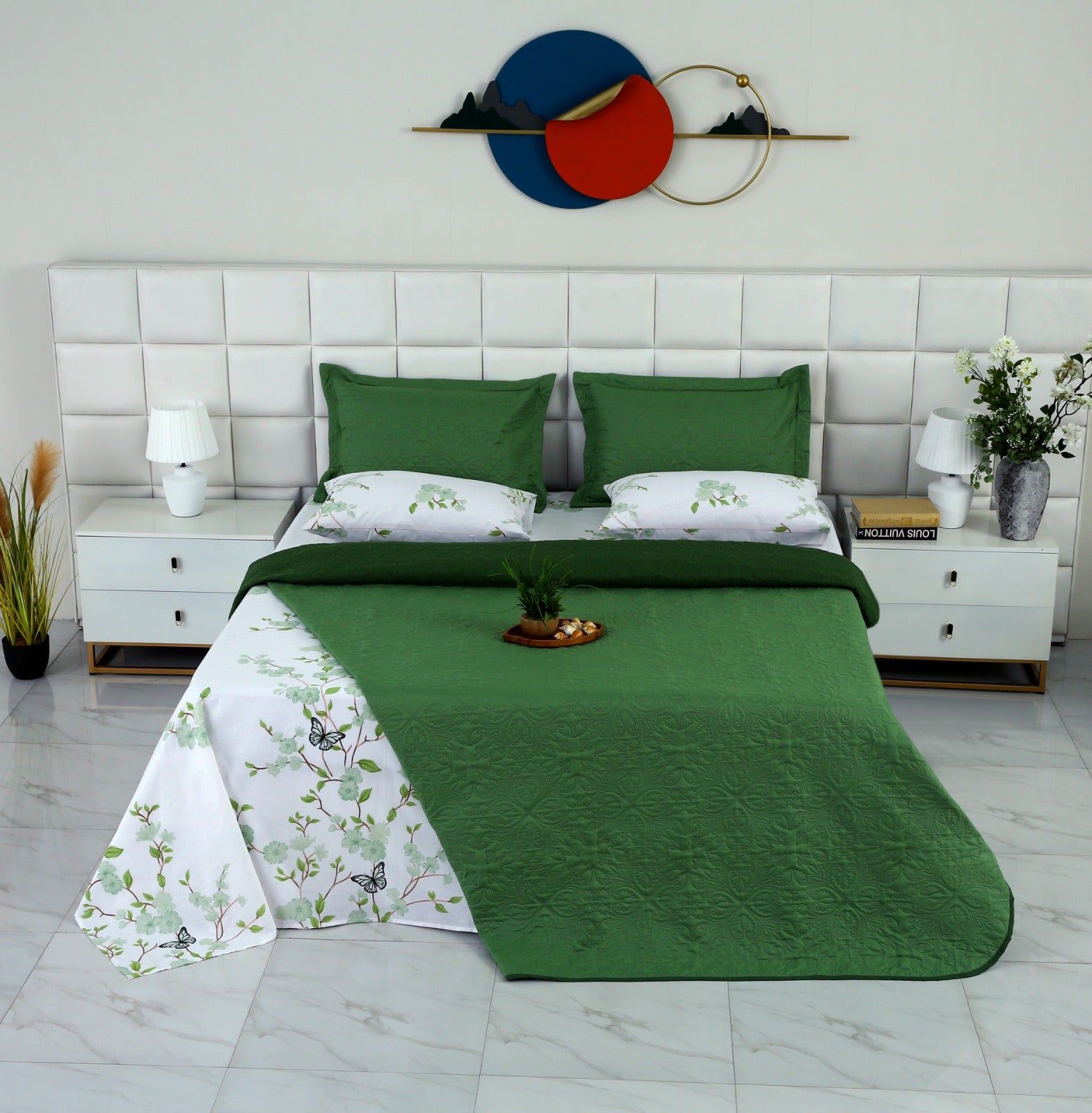 6 PCs Dyed Bed Spread Set-Ombre Bed Spread Apricot