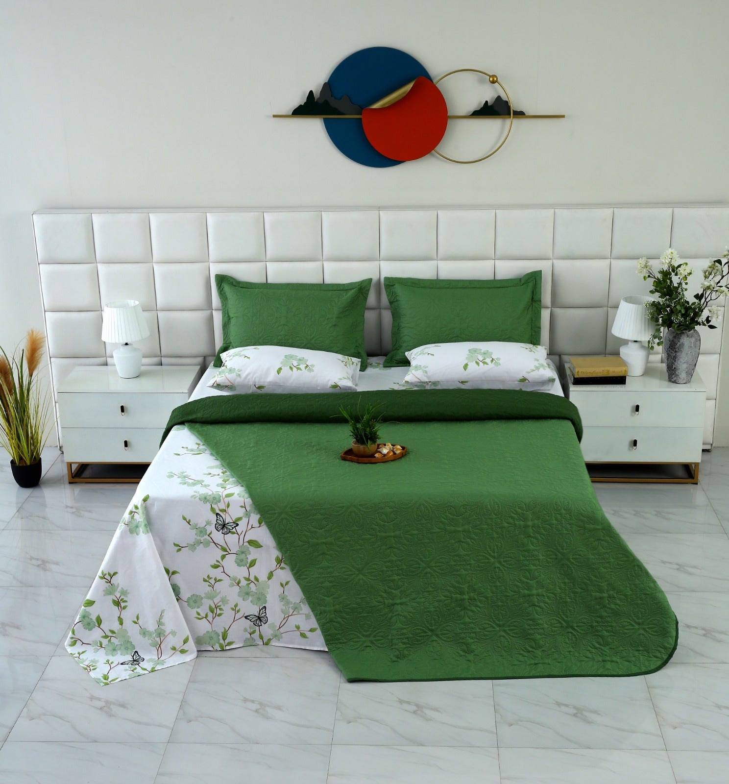 6 PCs Dyed Bed Spread Set-Ombre Bed Spread Apricot