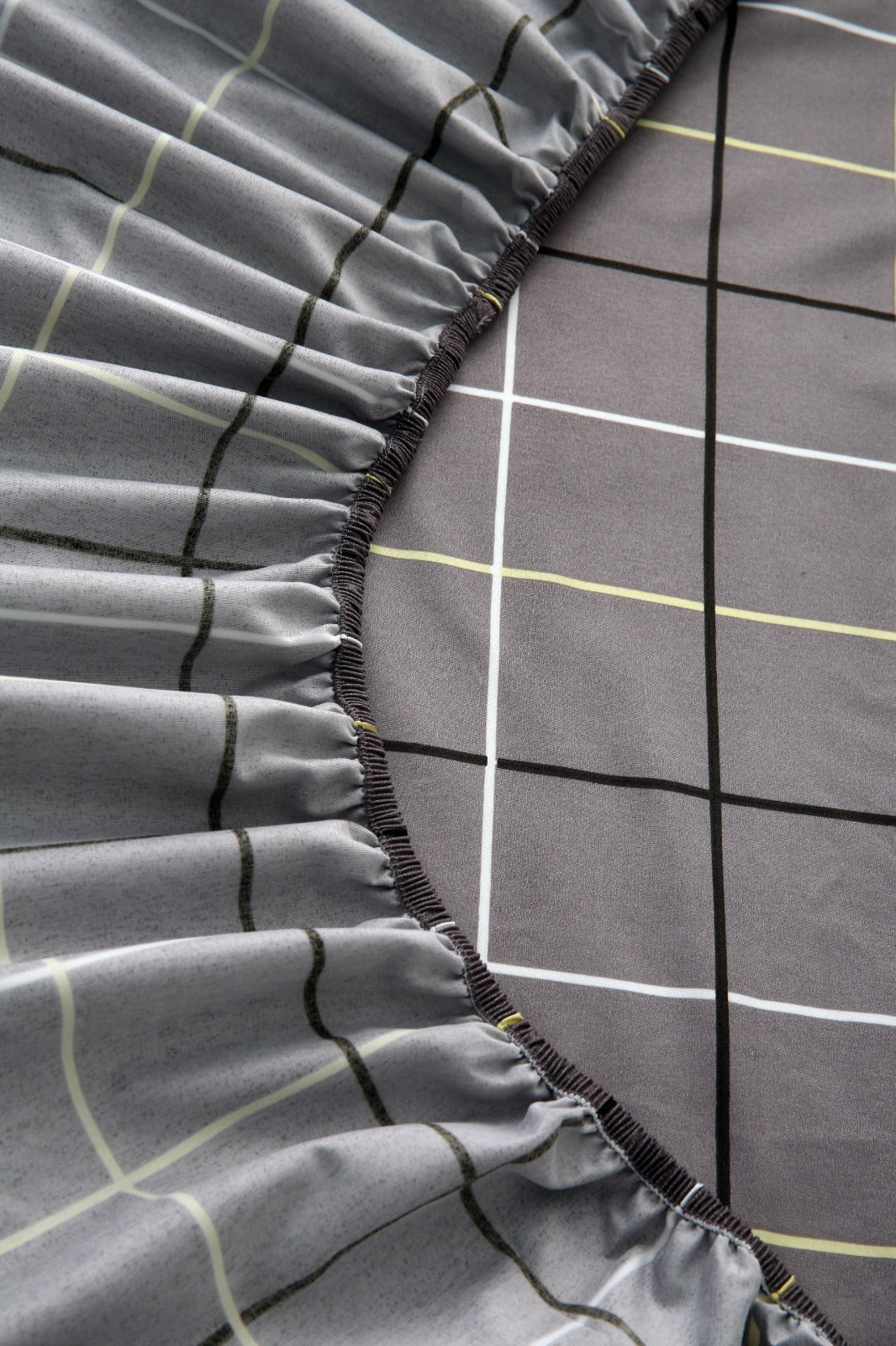 Fitted Bed Sheet-Multi Check Fitted Sheets Apricot