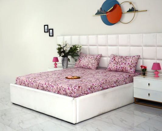 Fitted Bed Sheet-Bloom Bliss Fitted Sheets Apricot