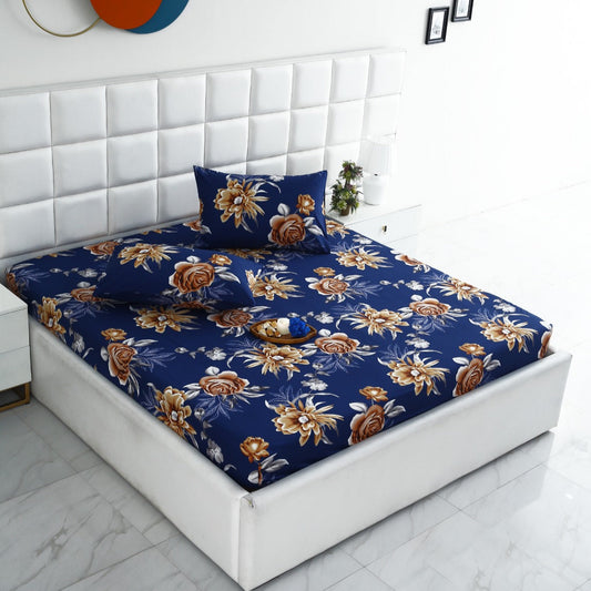 Fitted Bed Sheet-Ethnic Flowers Fitted Sheets Apricot