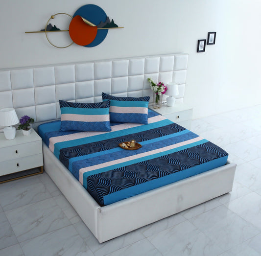 Fitted Bed Sheet-Blue Waves