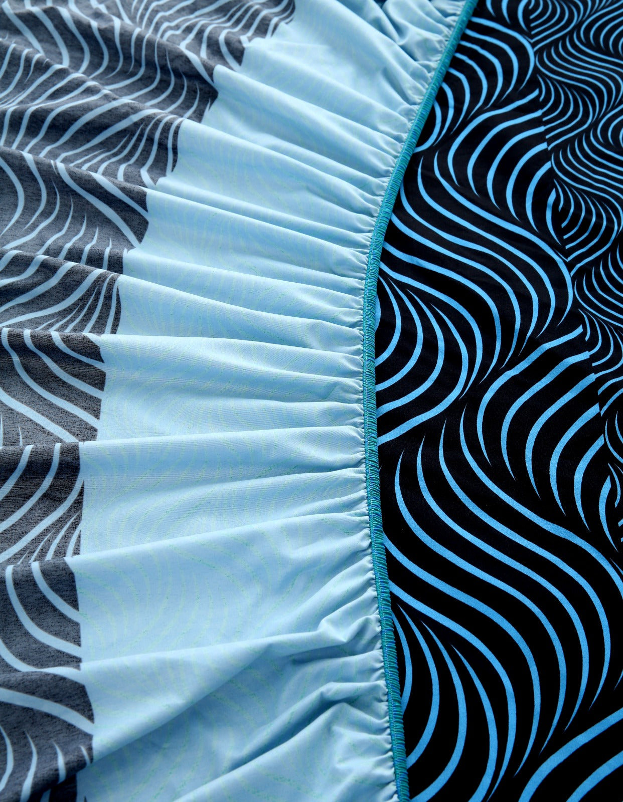 Fitted Bed Sheet-Aqua Wave Fitted Sheets Apricot