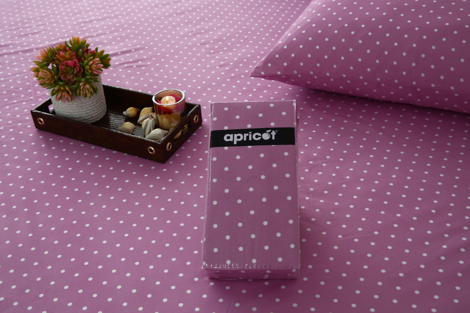 Fitted Bed Sheet-Lilac Polka Fitted Sheets Apricot