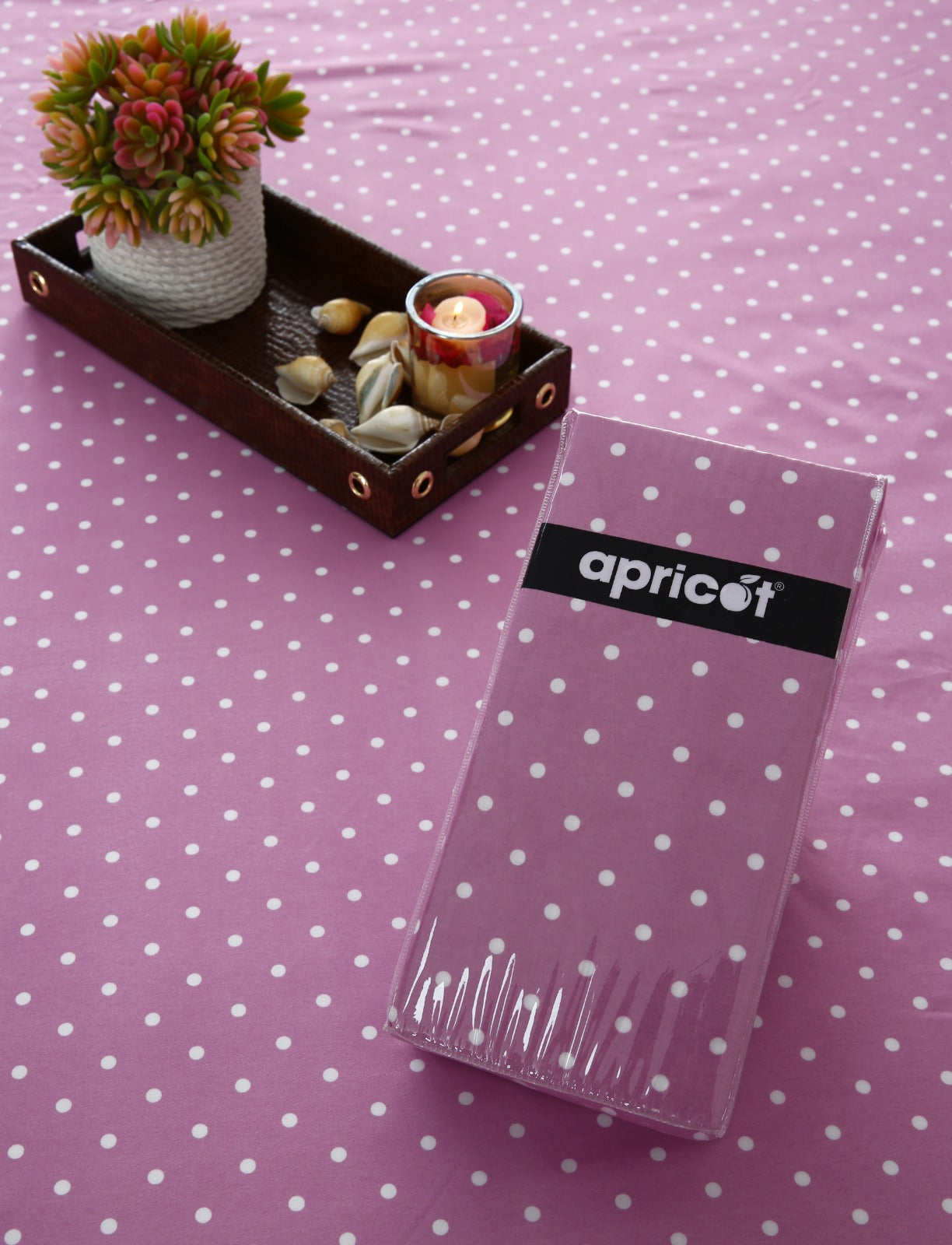 Fitted Bed Sheet-Lilac Polka Fitted Sheets Apricot