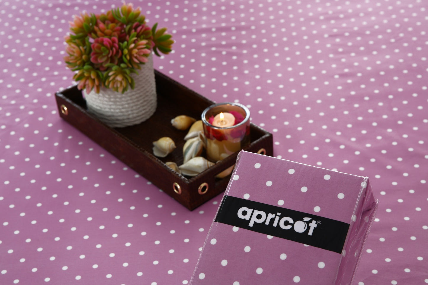 Fitted Bed Sheet-Lilac Polka Fitted Sheets Apricot