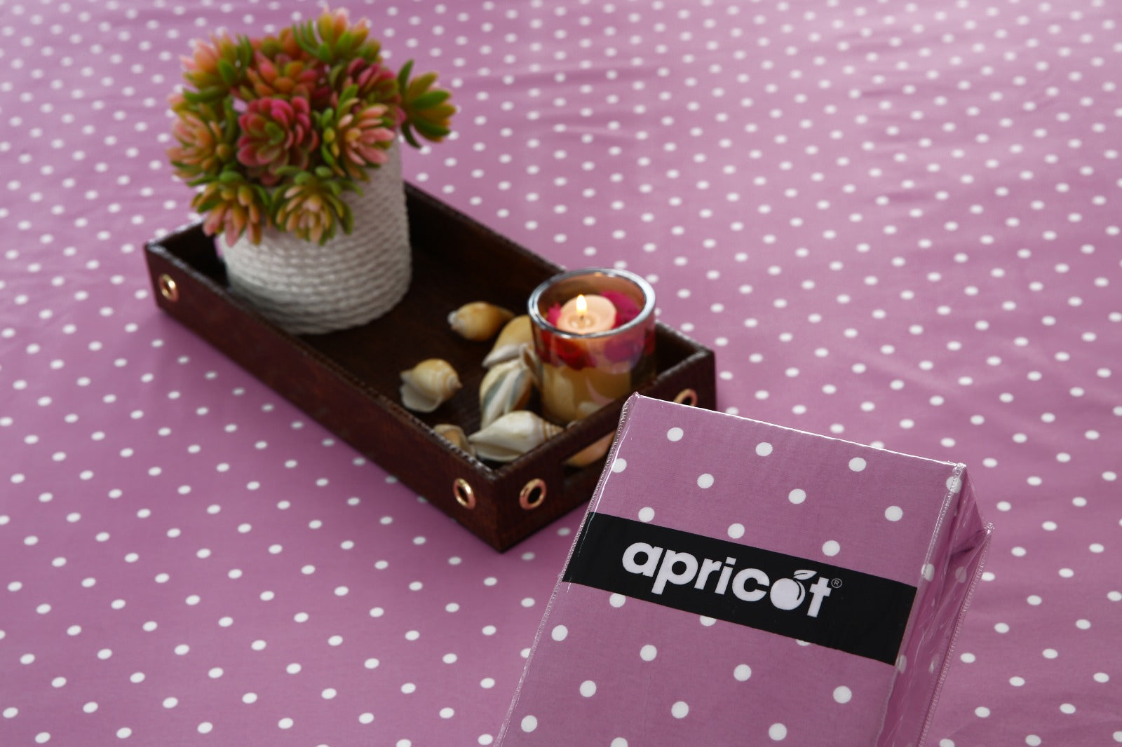 Fitted Bed Sheet-Lilac Polka Fitted Sheets Apricot