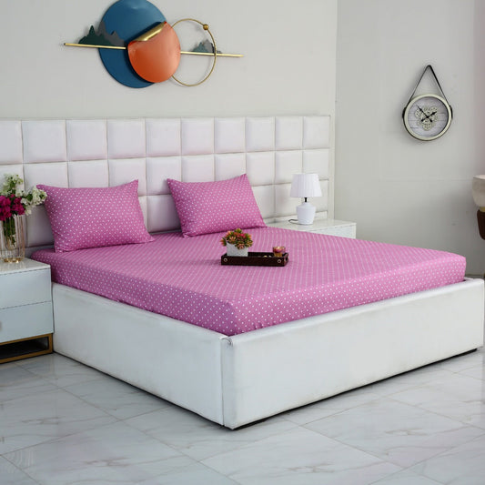 Fitted Bed Sheet-Lilac Polka Fitted Sheets Apricot