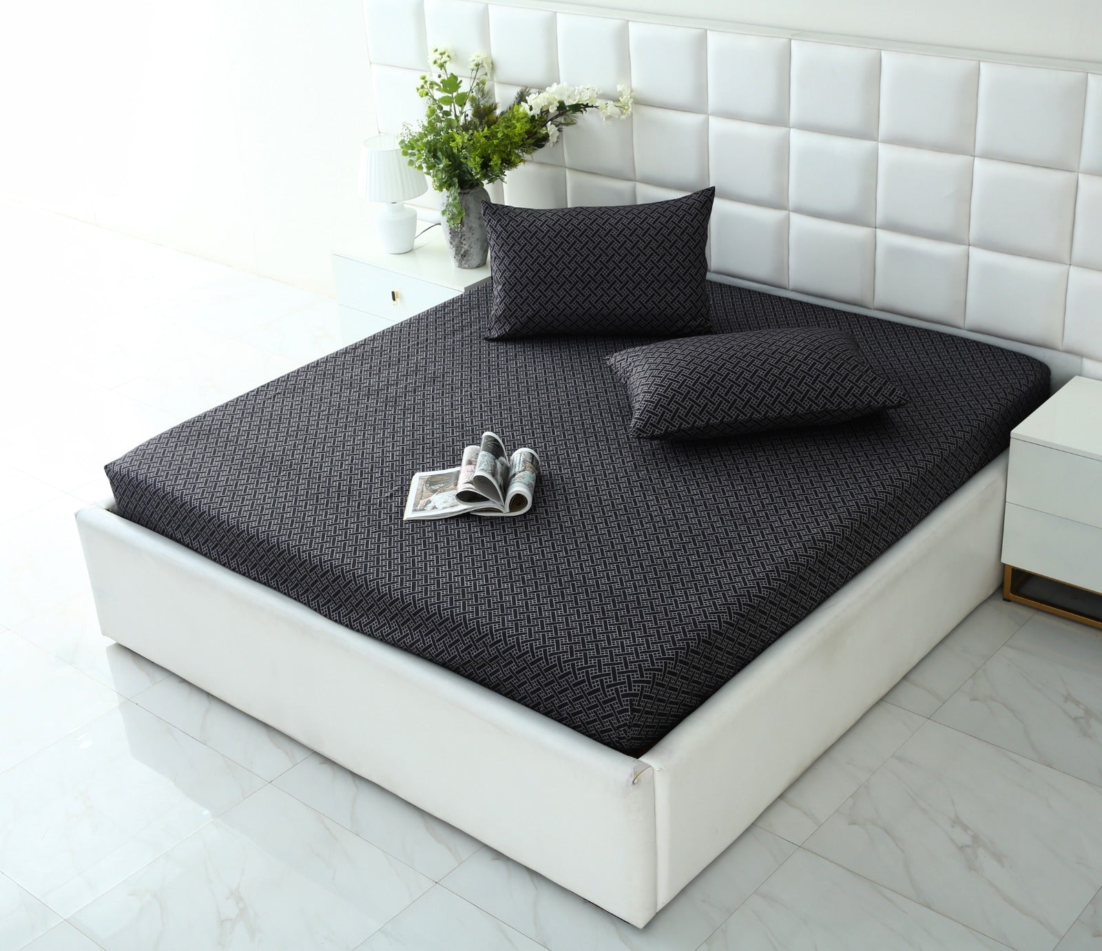 Fitted Bed Sheet-Plaid Fitted Sheets Apricot