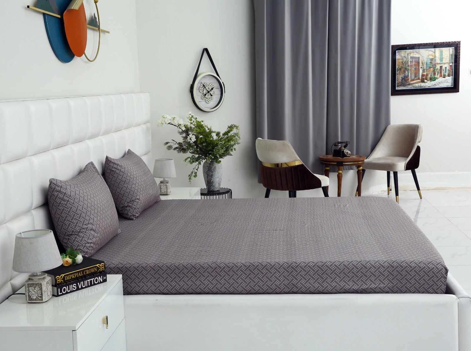 Fitted Bed Sheet-Light Plaid Fitted Sheets Apricot