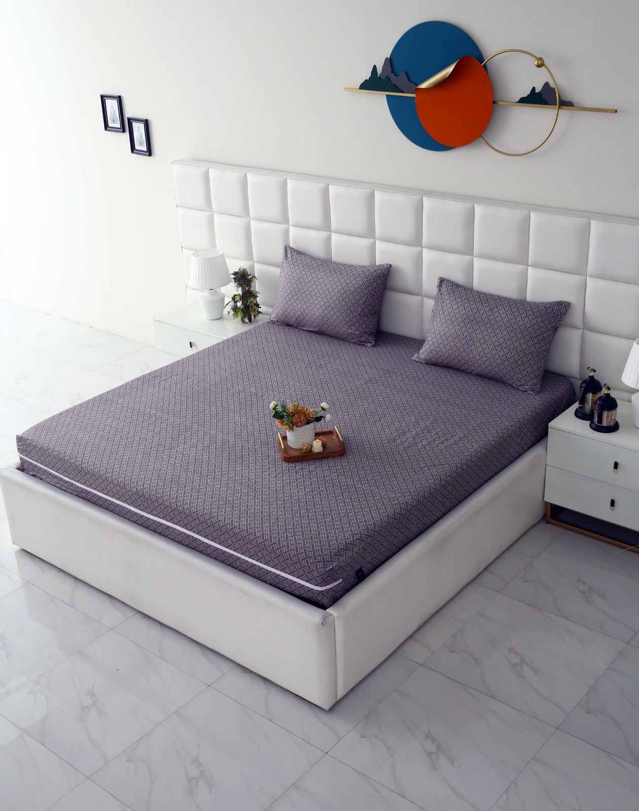 Zipper Mattress Cover Printed-Light Plaid Protectors Apricot