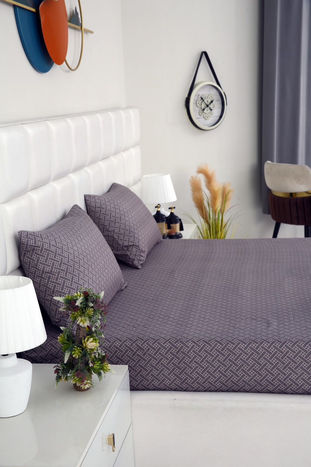 Zipper Mattress Cover Printed-Light Plaid Protectors Apricot