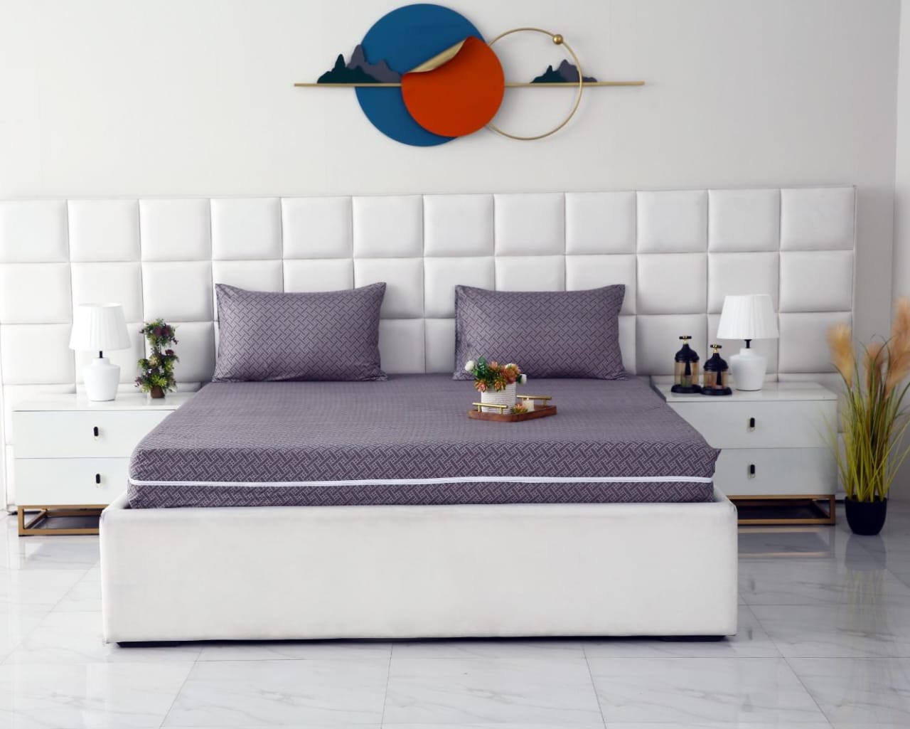 Zipper Mattress Cover Printed-Light Plaid Protectors Apricot