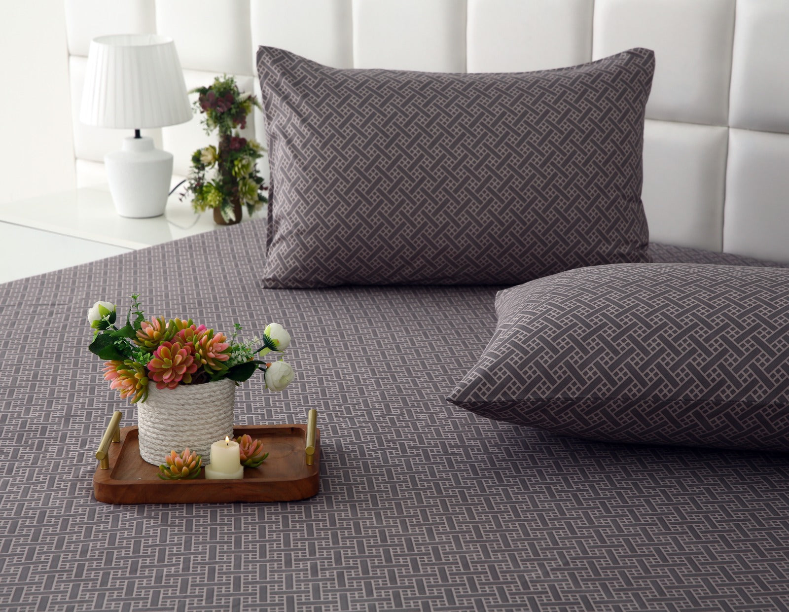 Zipper Mattress Cover Printed-Light Plaid Protectors Apricot