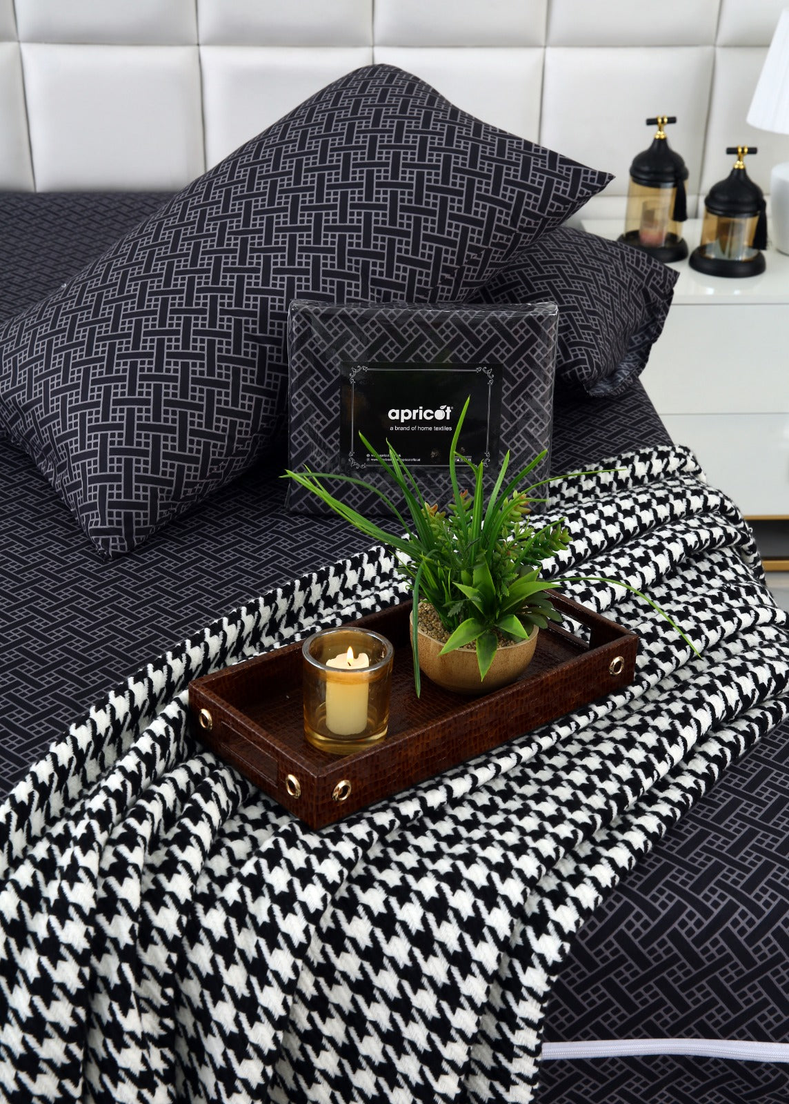 Zipper Mattress Cover Printed-Plaid Protectors Apricot