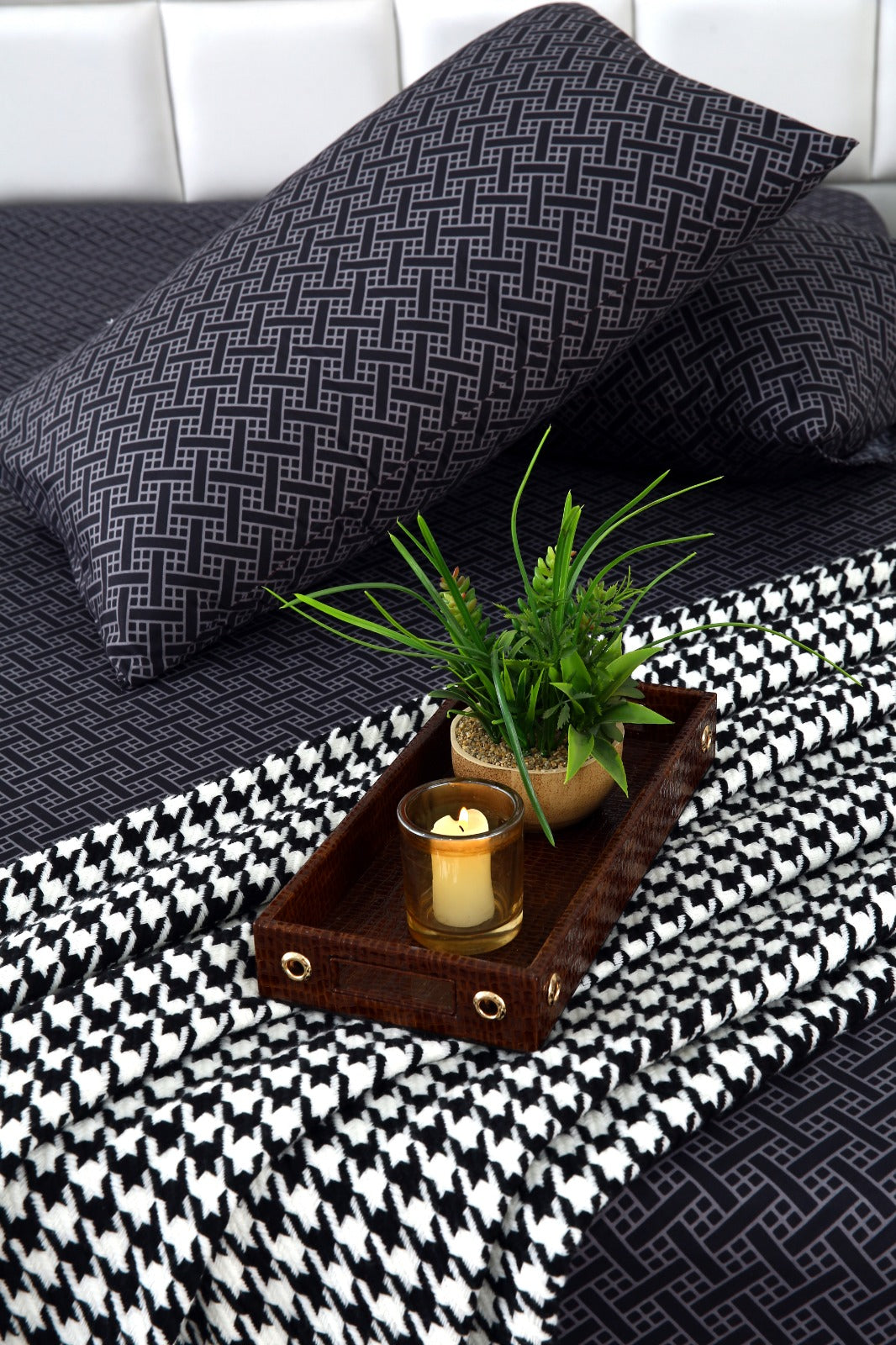 Zipper Mattress Cover Printed-Plaid Protectors Apricot