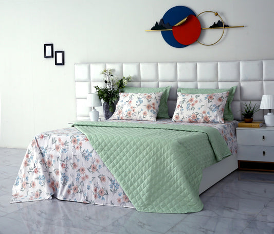 6 PCs Luxury Bed Spread Set-Daisy Bed Spread Apricot