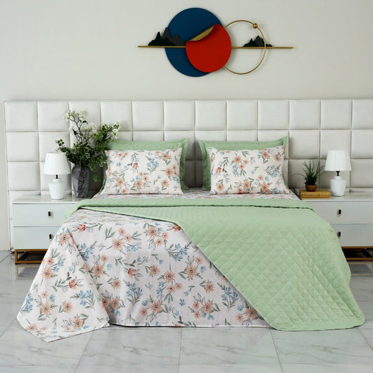 6 PCs Luxury Bed Spread Set-Daisy Bed Spread Apricot