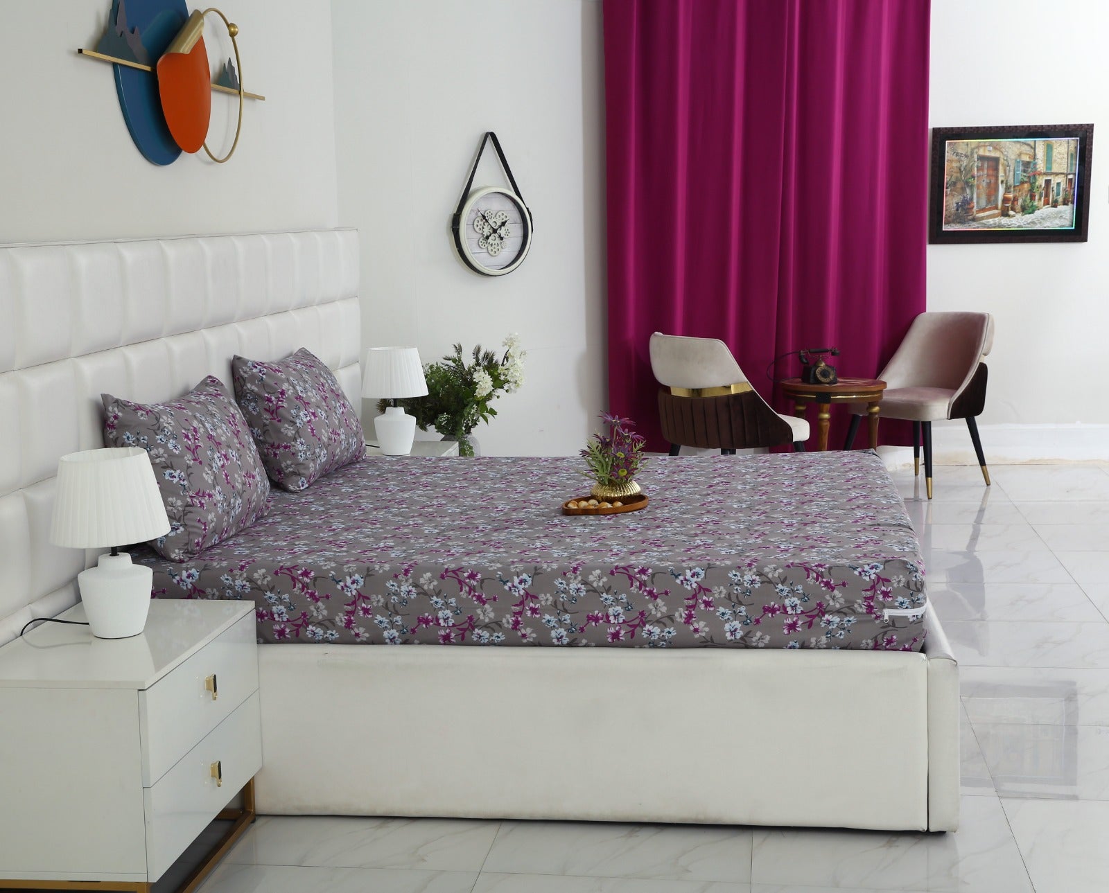 Zipper Mattress Cover Printed-Spring Flowers Protectors Apricot