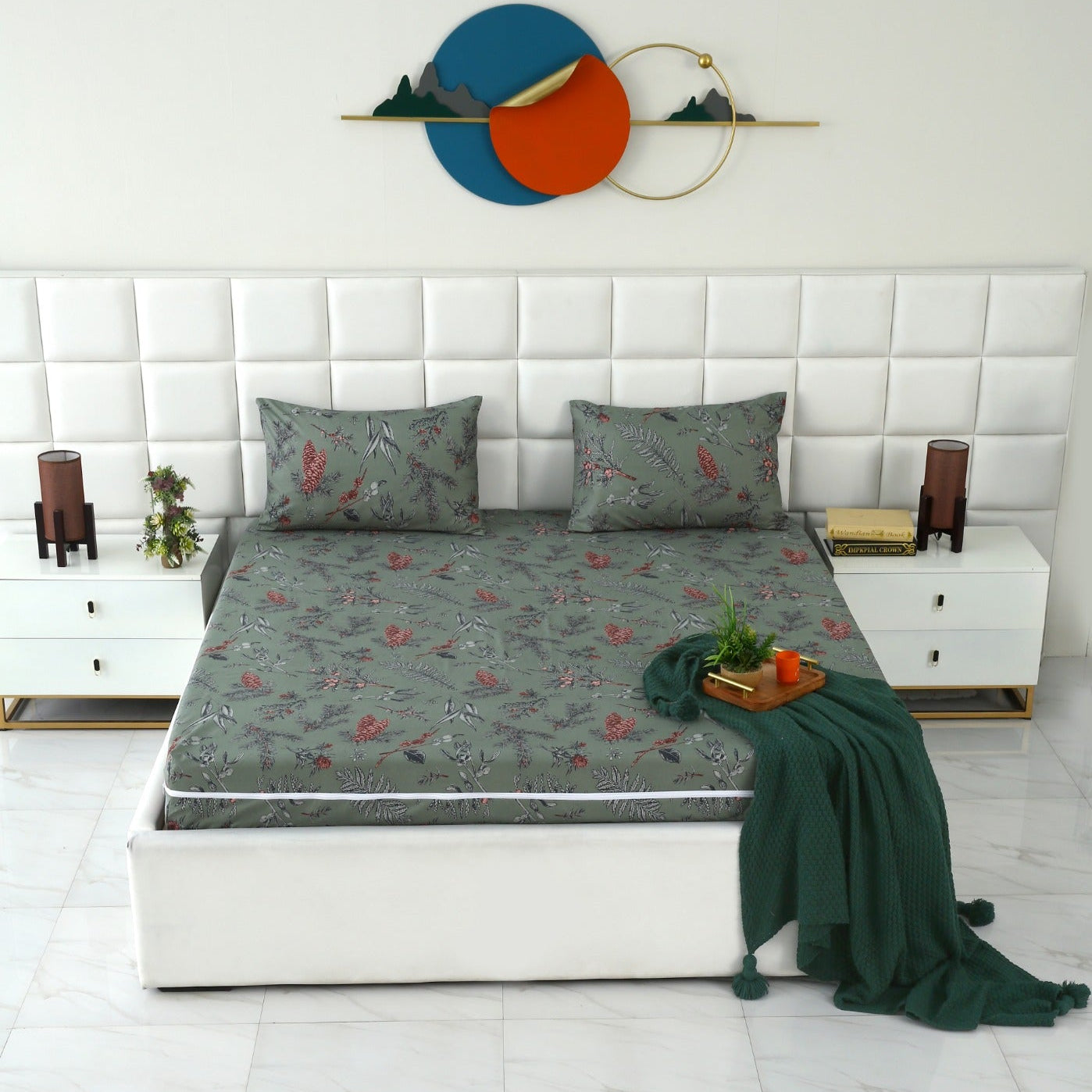 Zipper Mattress Cover Printed-Summer Slumber Protectors Apricot