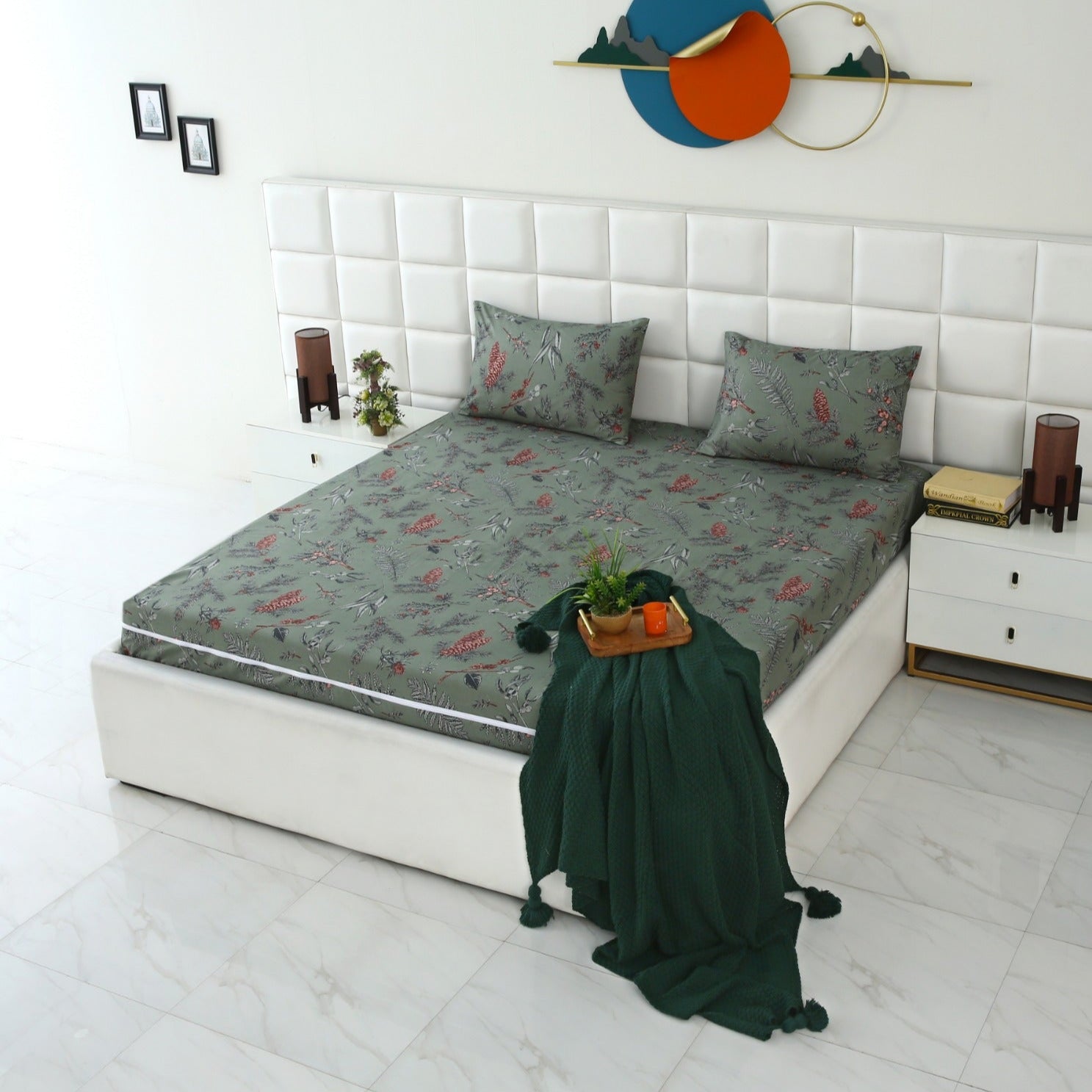 Zipper Mattress Cover Printed-Summer Slumber Protectors Apricot