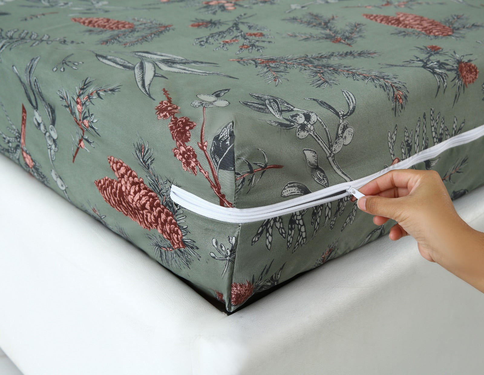 Zipper Mattress Cover Printed-Summer Slumber Protectors Apricot