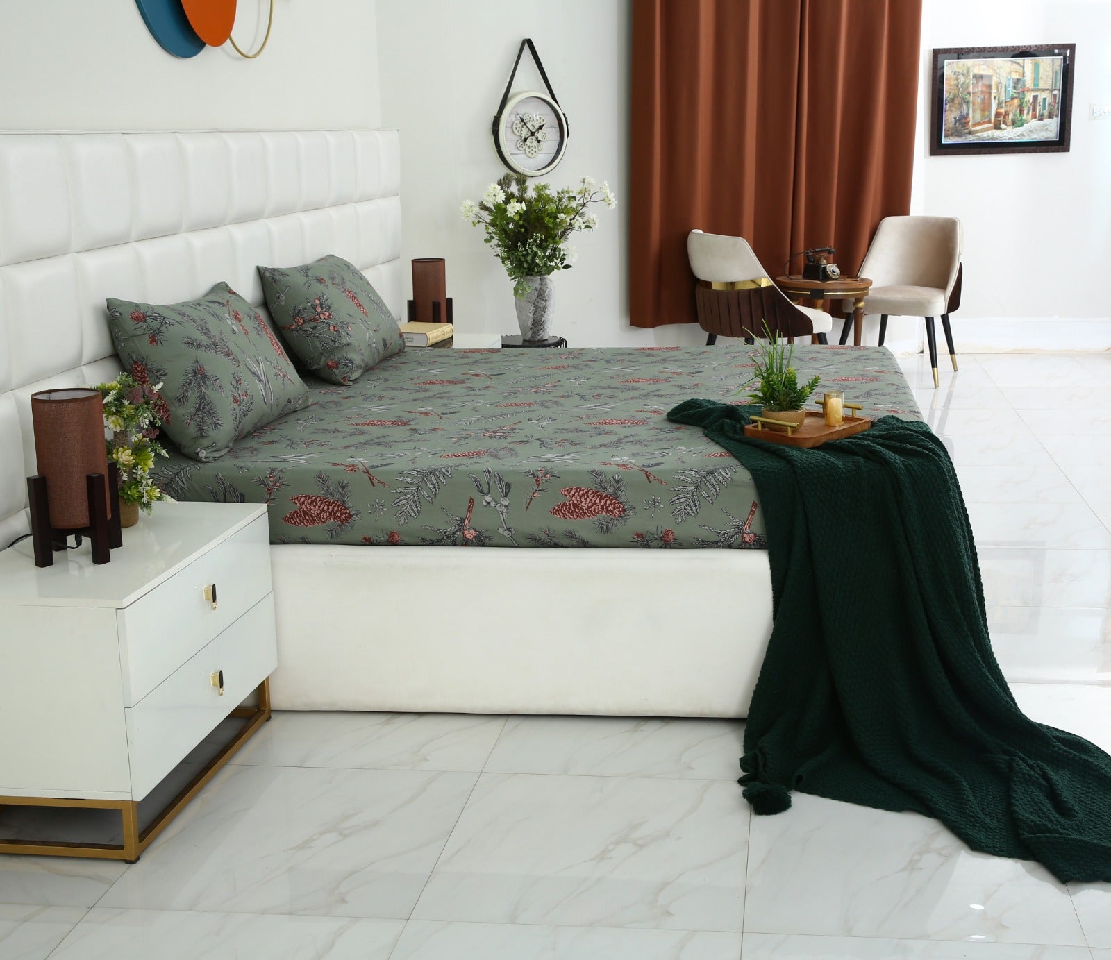 Zipper Mattress Cover Printed-Summer Slumber Protectors Apricot
