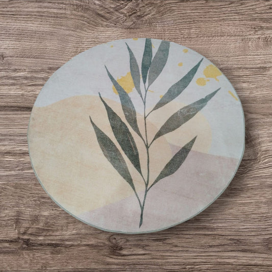 Living Room Rug 120 CM Round-Flower Pattern Apricot