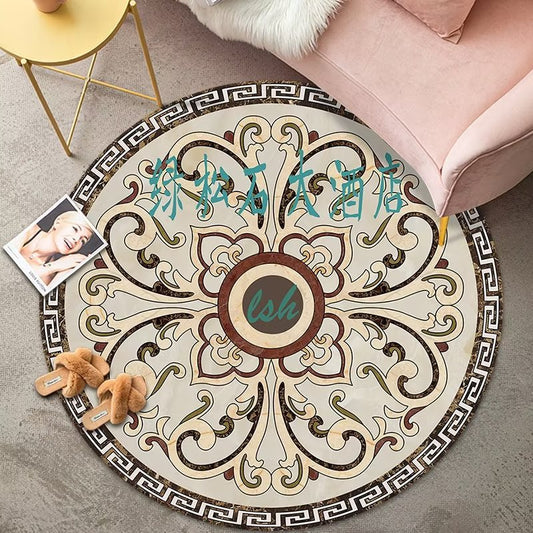 Living Room Rug Round-Marble Apricot