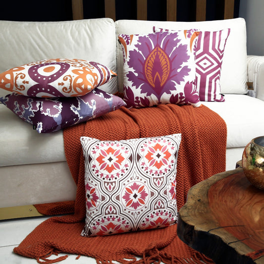 4 PCs Digital Printed Cotton Cushions-Spring Slumber cushions Apricot