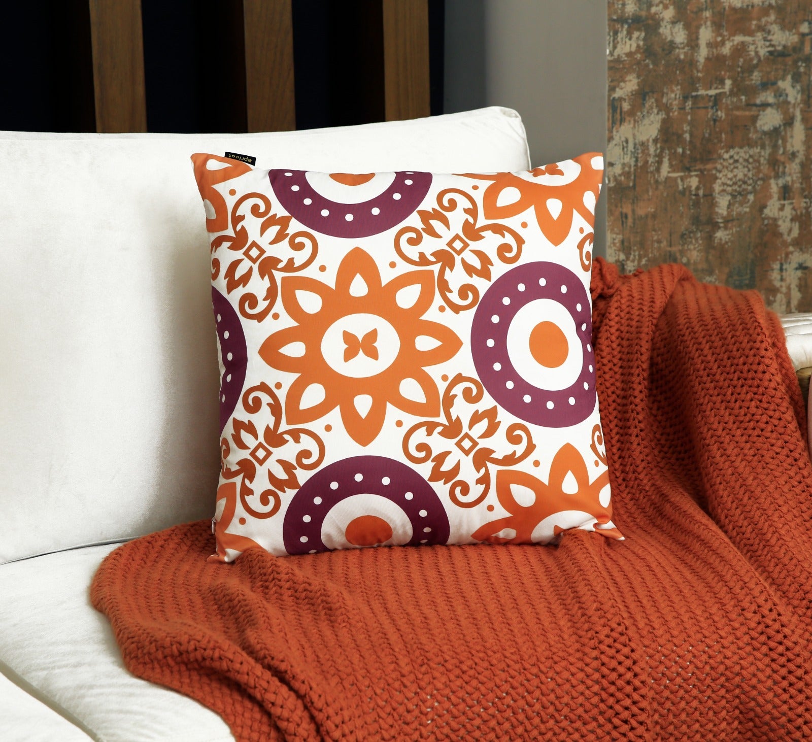 4 PCs Digital Printed Cotton Cushions-Spring Slumber cushions Apricot