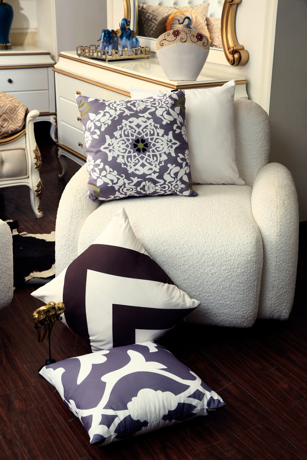 4 PCs Digital Printed Cotton Cushions-Moroccan Style cushions Apricot
